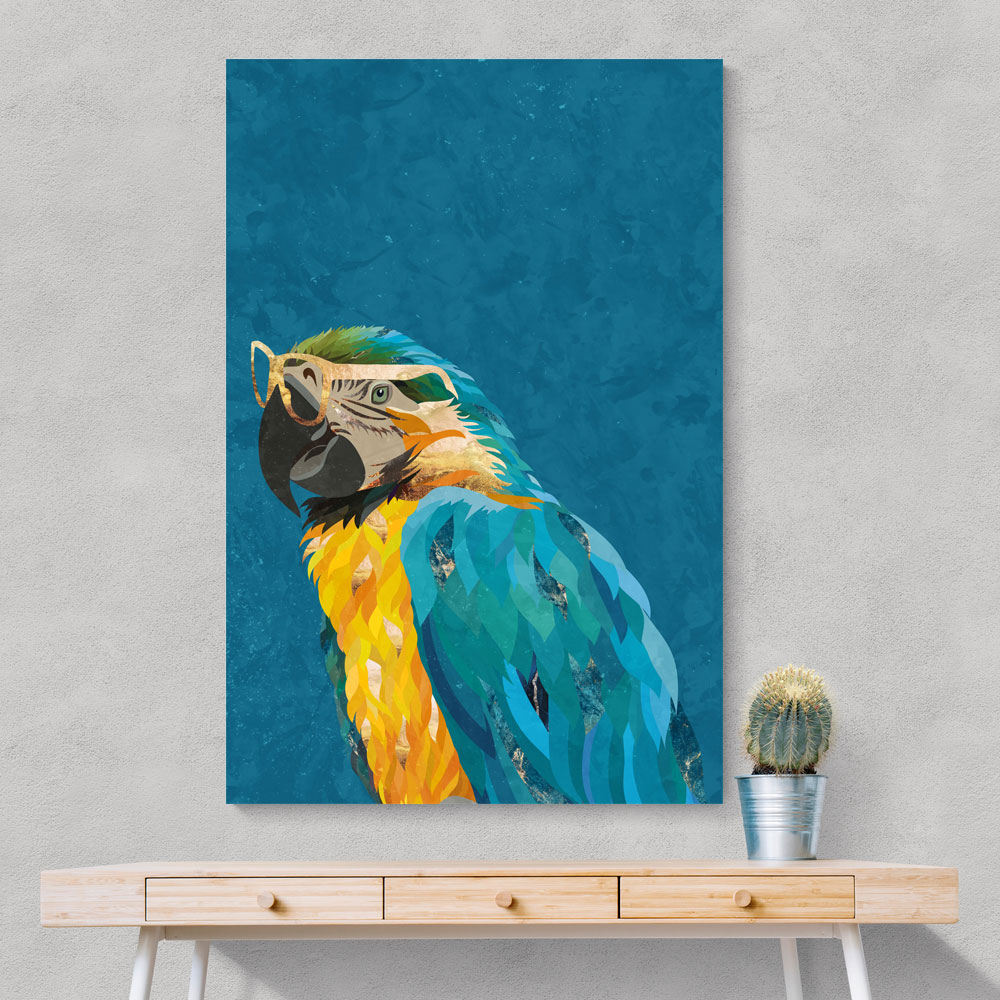 Vibrant Macaw Wearing Glasses