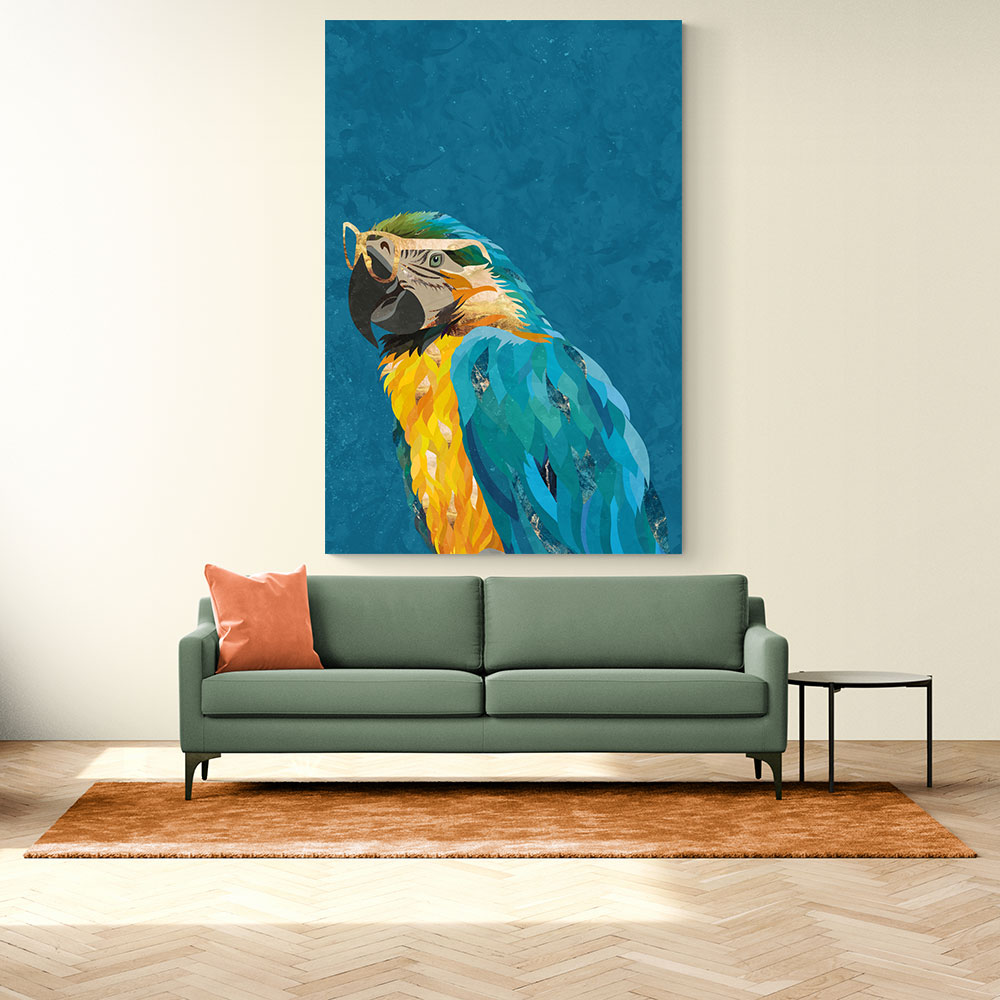 Vibrant Macaw Wearing Glasses