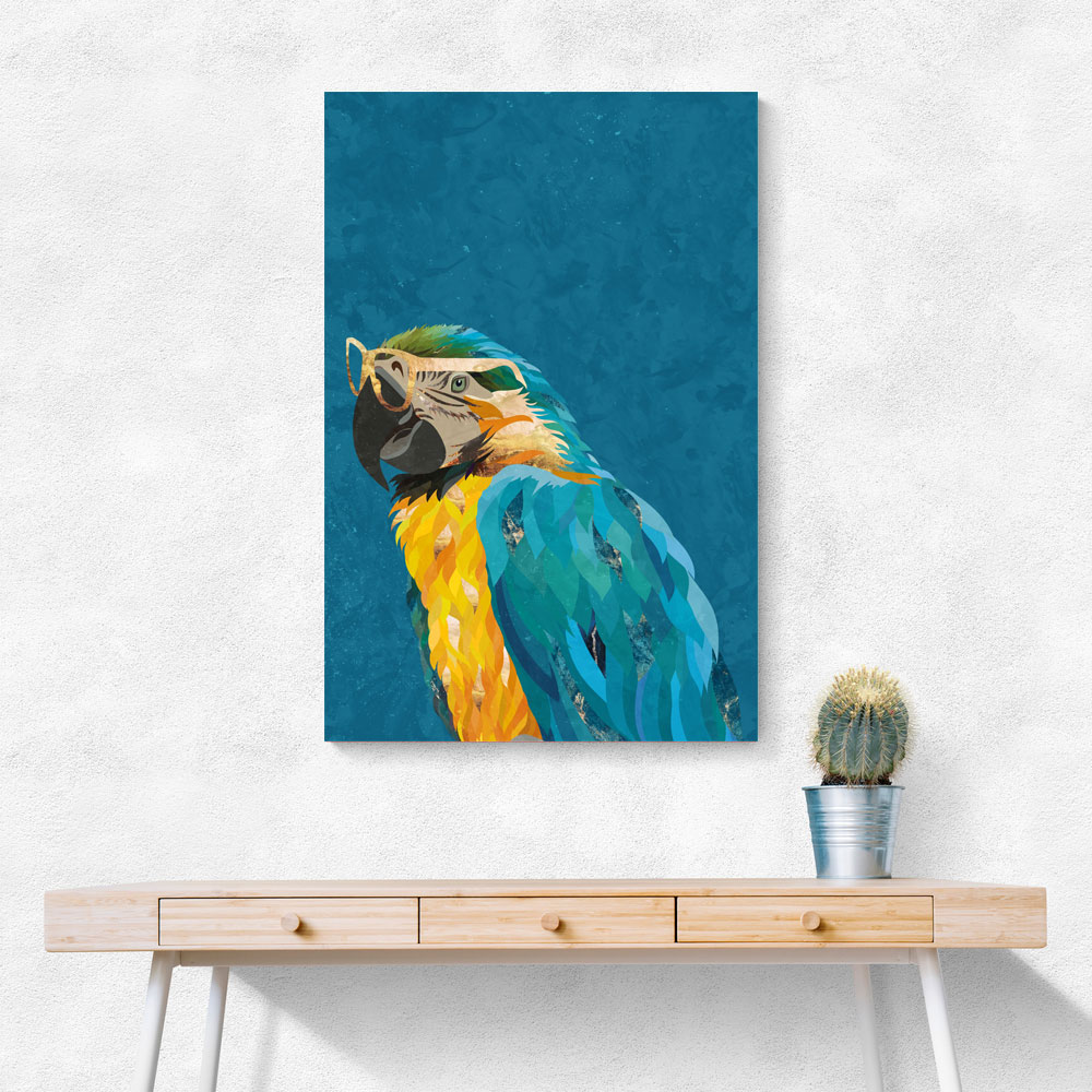 Vibrant Macaw Wearing Glasses