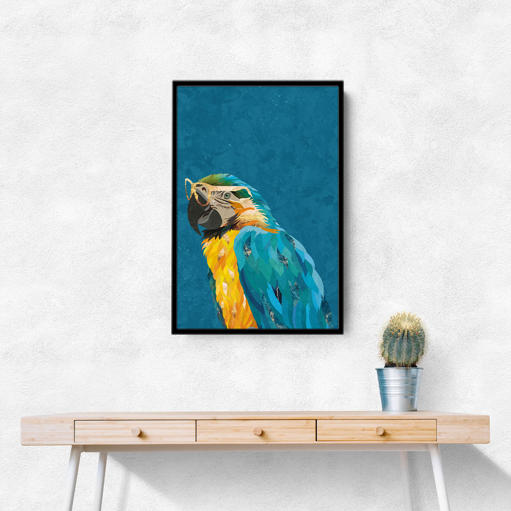 Vibrant Macaw Wearing Glasses