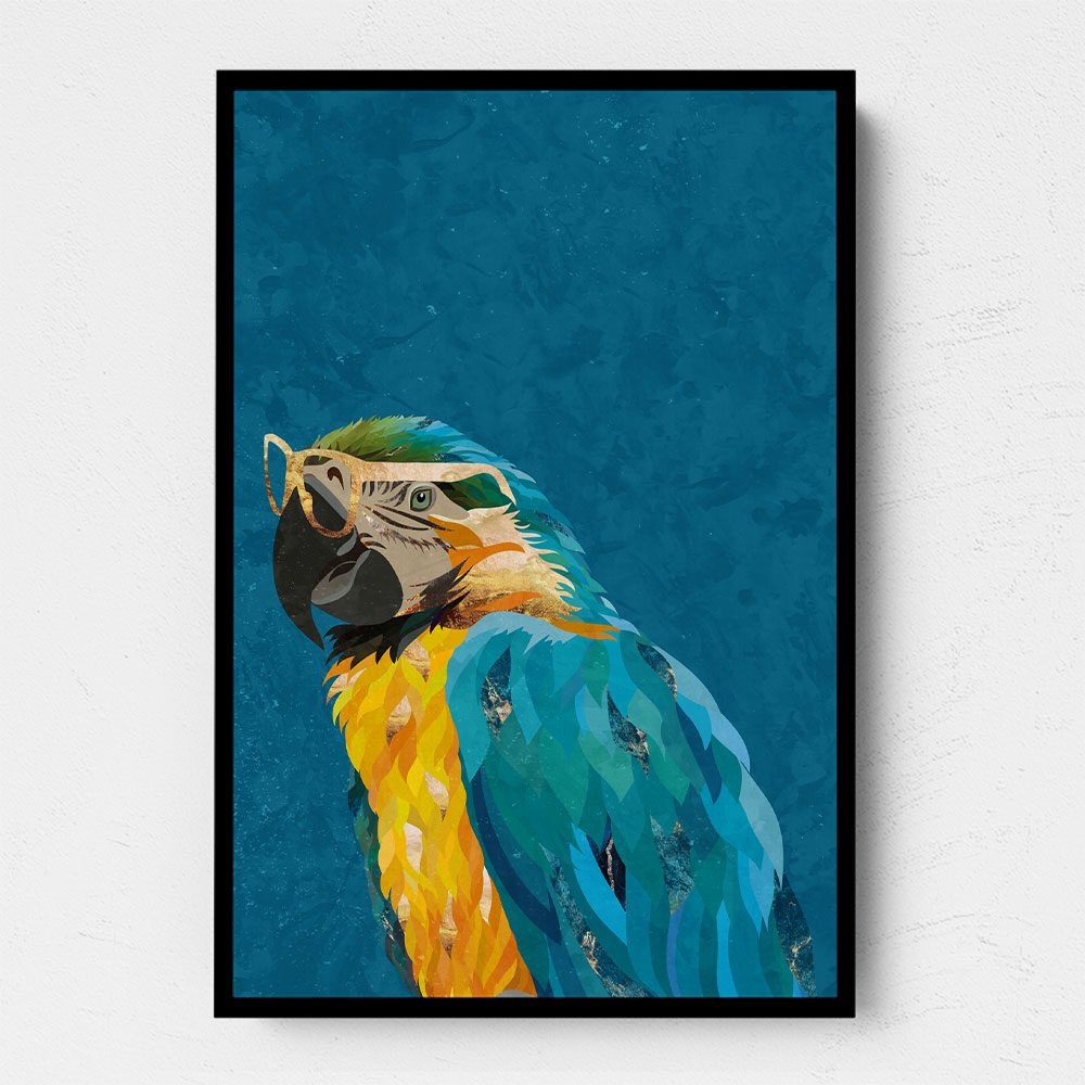 Vibrant Macaw Wearing Glasses