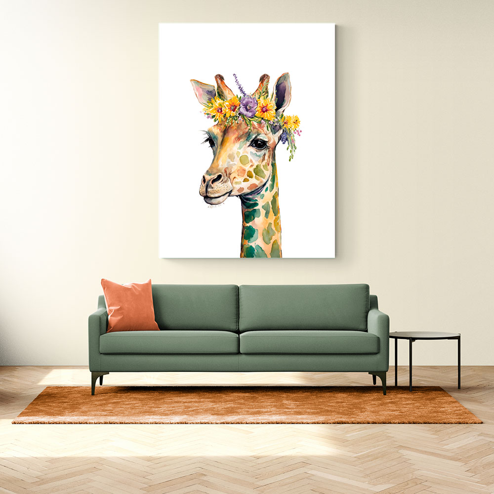 Giraffe With Flowers