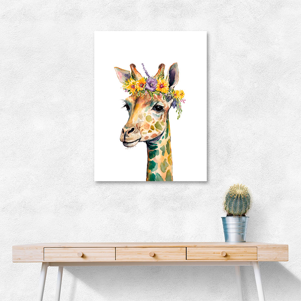 Giraffe With Flowers