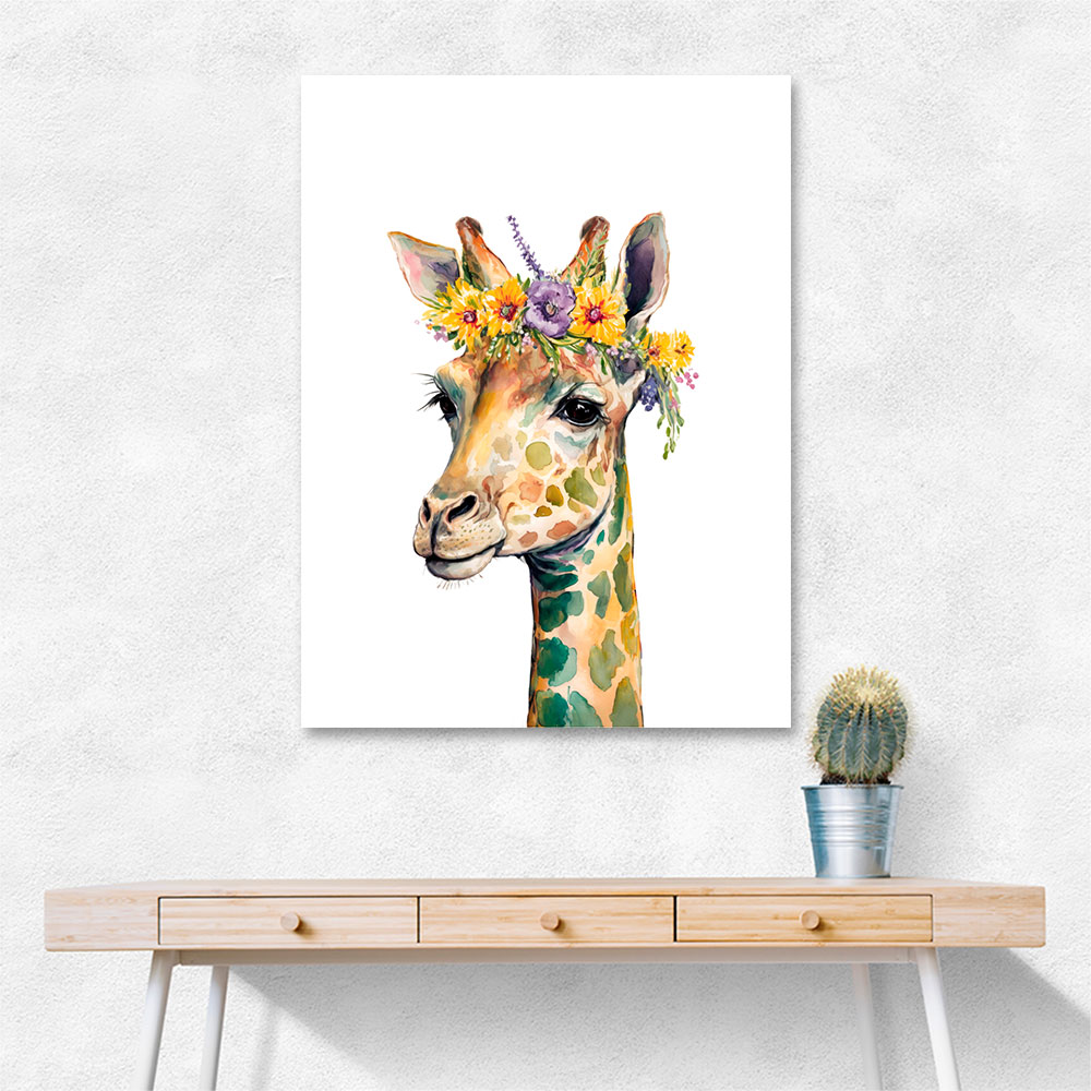 Giraffe With Flowers