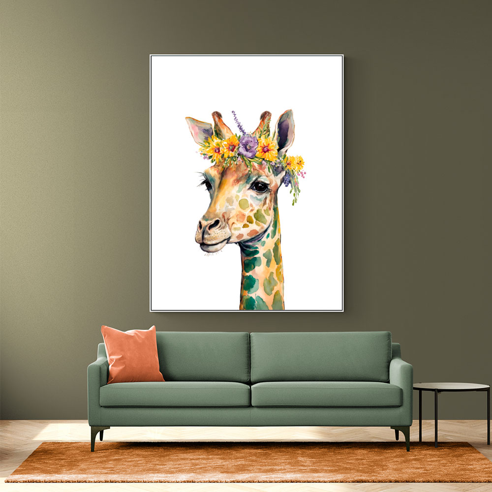 Giraffe With Flowers