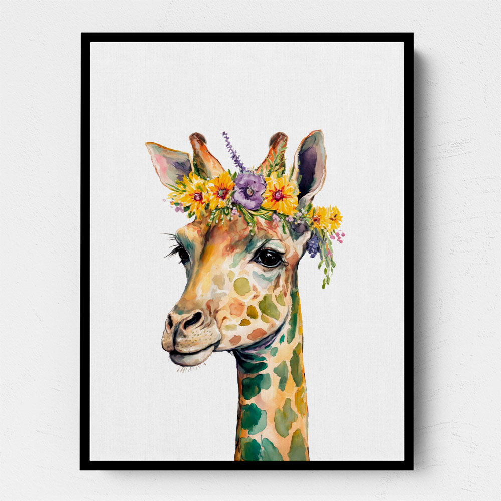 Giraffe With Flowers