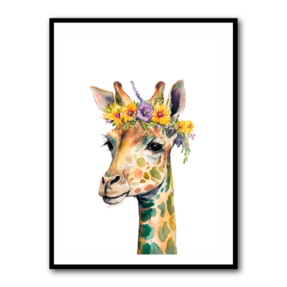 Giraffe With Flowers