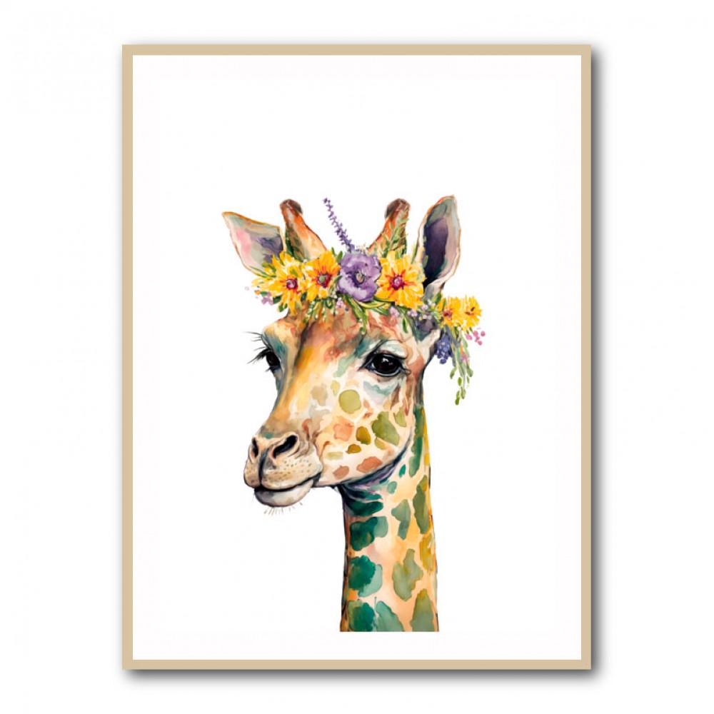 Giraffe With Flowers