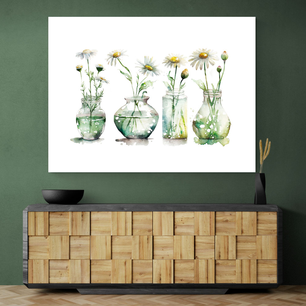 Glass Vases Daisies