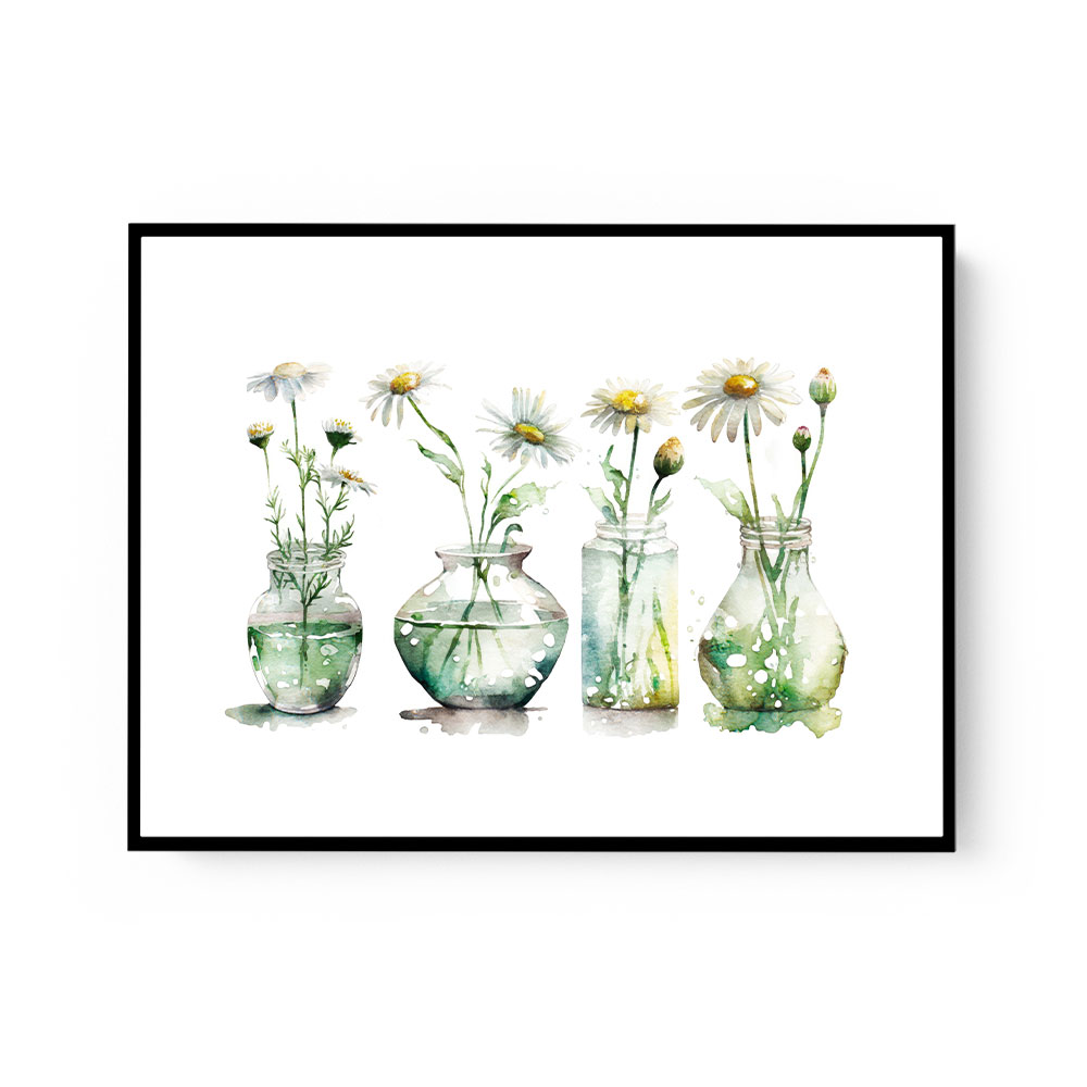 Glass Vases Daisies