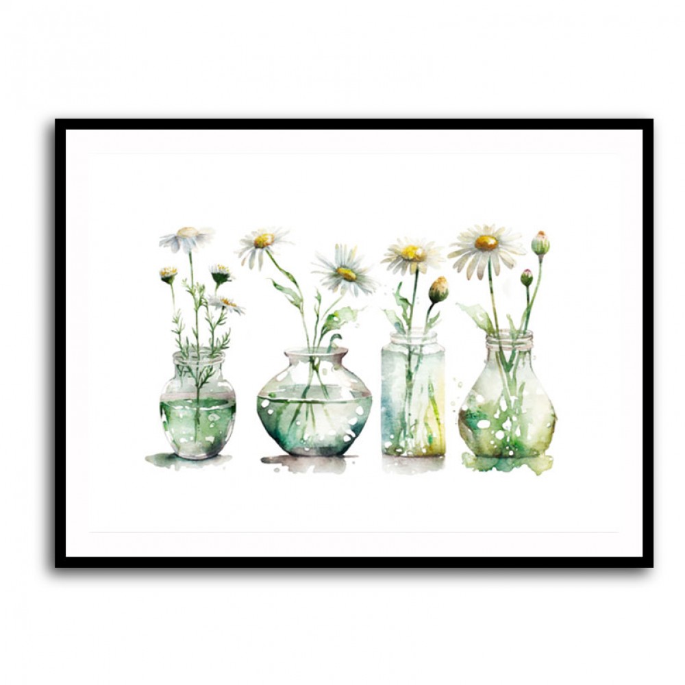 Glass Vases Daisies