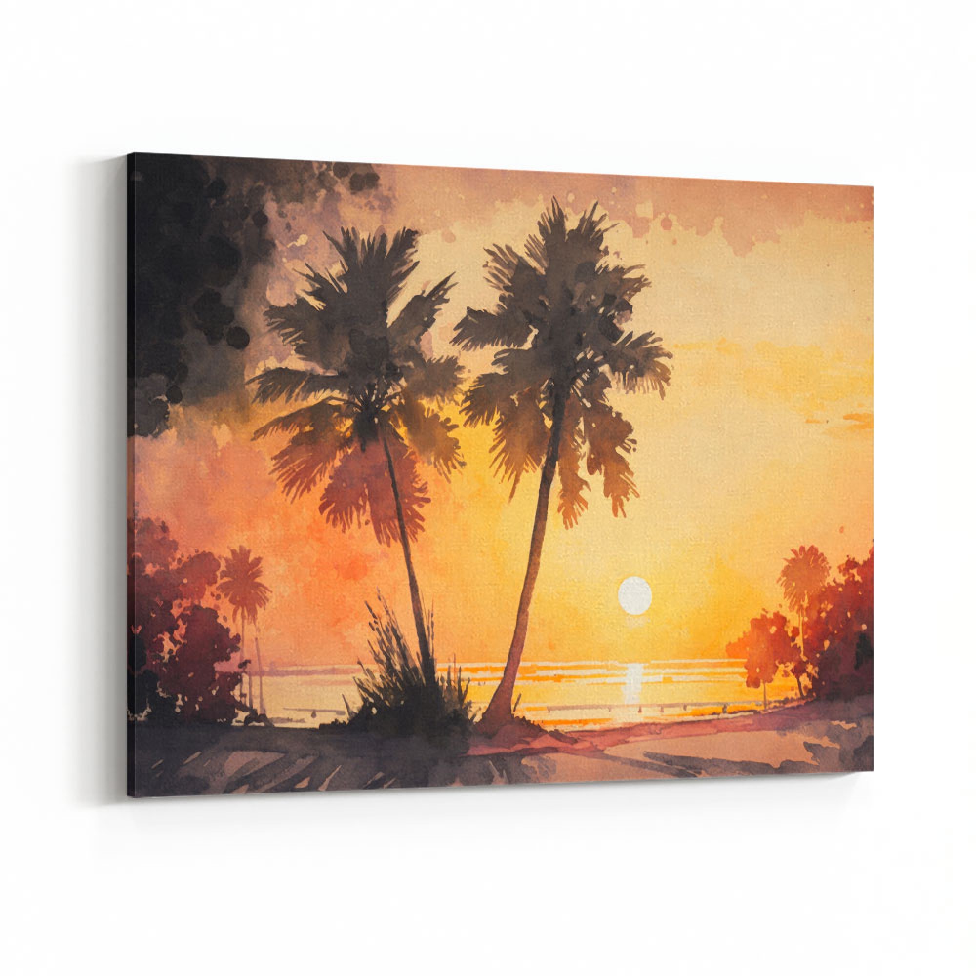 Sun and Two Palms Wall Art