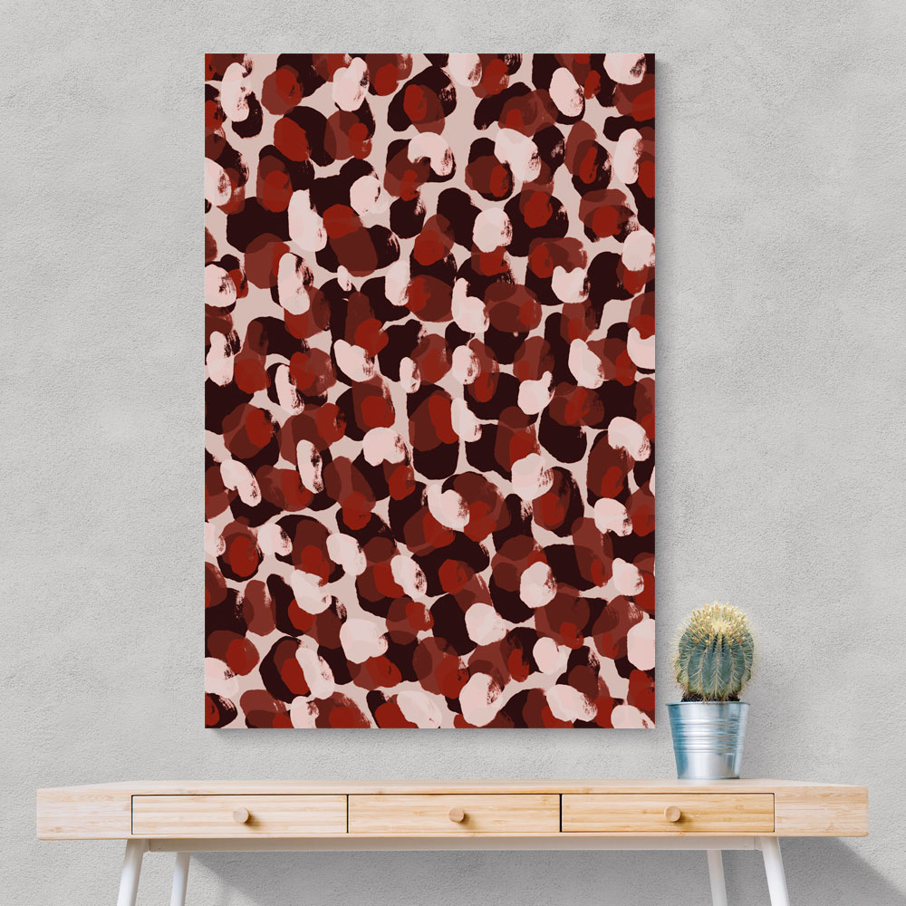 Red Beige Brown Dots Pattern