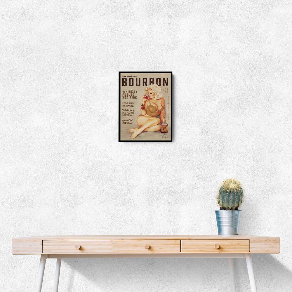 Babes Of Bourbon Vol 3 Sexy Vintage Pin Up Girl Drinking Whiskey Wall Art