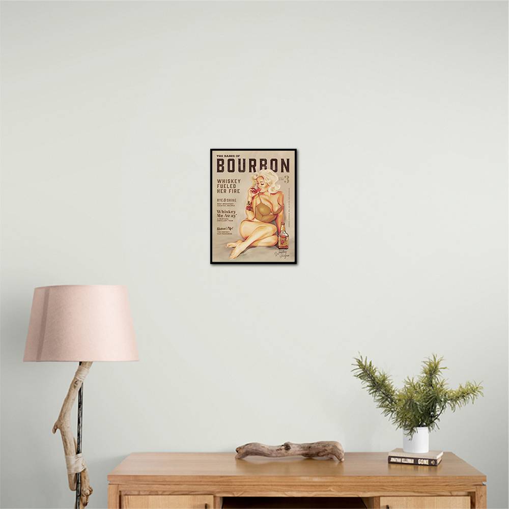 Babes Of Bourbon Vol 3 Sexy Vintage Pin Up Girl Drinking Whiskey Wall Art