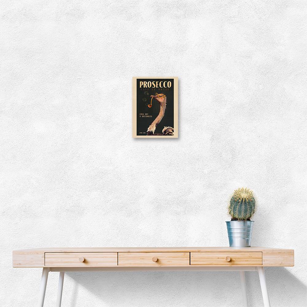 Cute Art Deco Prosecco Poster Of An Ostrich Wall Art