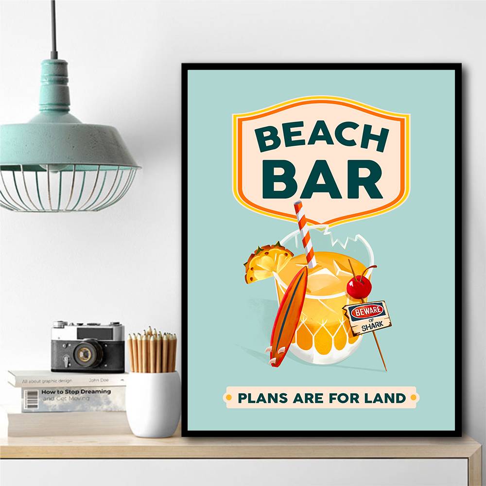 Beach Bar Summer Tropical Cocktail Bar Art Wall Art