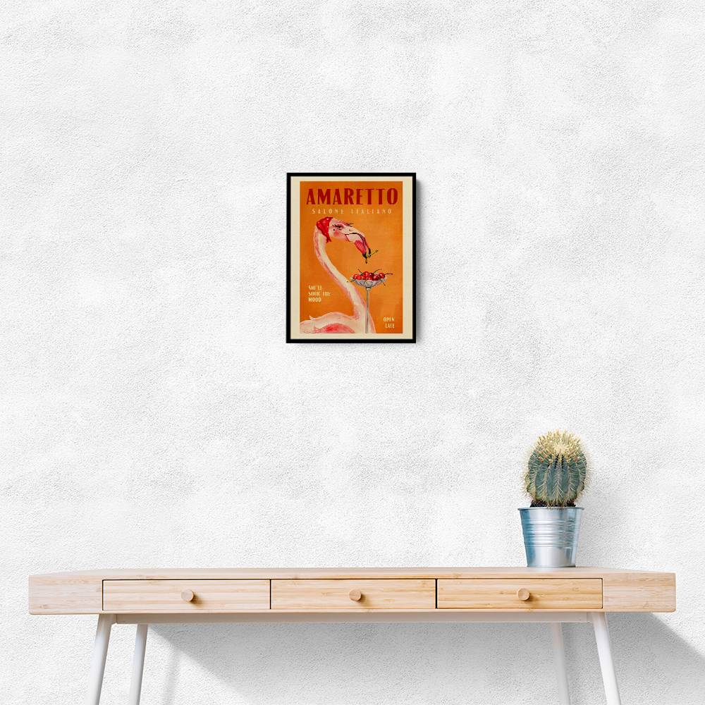 Amaretto Flamingo Art Deco Italian Cafe Travel Art Wall Art