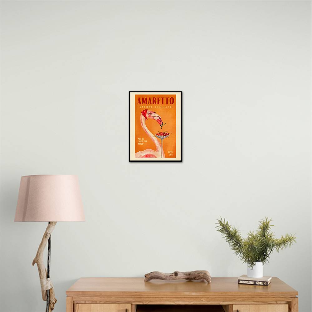 Amaretto Flamingo Art Deco Italian Cafe Travel Art Wall Art