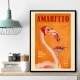 Amaretto Flamingo Art Deco Italian Cafe Travel Art Wall Art