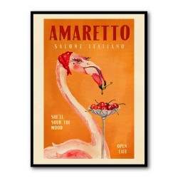 Amaretto Flamingo Art Deco Italian Cafe Travel Art Wall Art