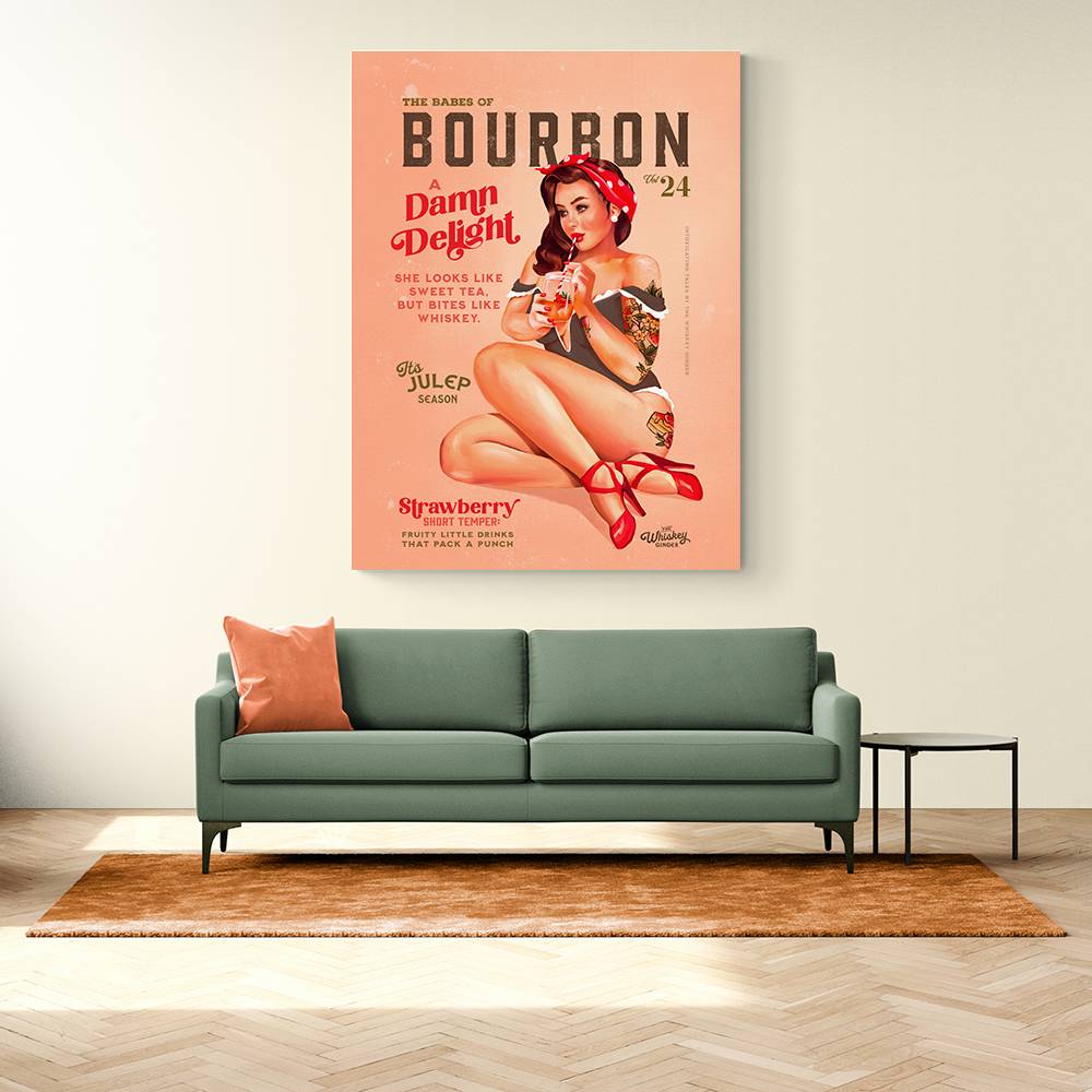 Babes Of Bourbon Vol 22 Vintage Pinup Girl Drinking A Cocktail Wall Art