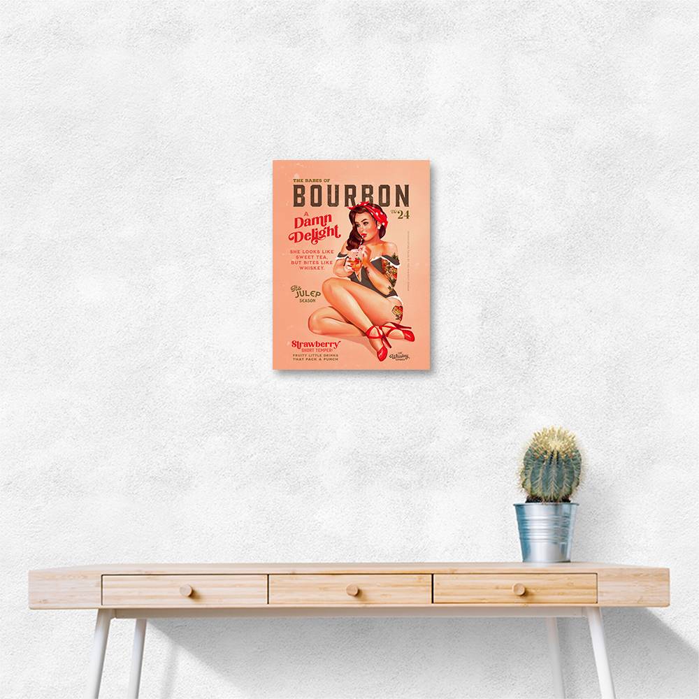 Babes Of Bourbon Vol 22 Vintage Pinup Girl Drinking A Cocktail Wall Art