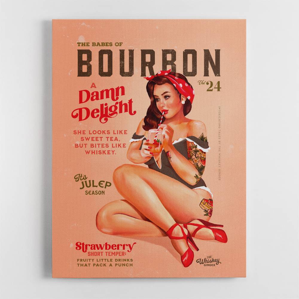 Babes Of Bourbon Vol 22 Vintage Pinup Girl Drinking A Cocktail Wall Art