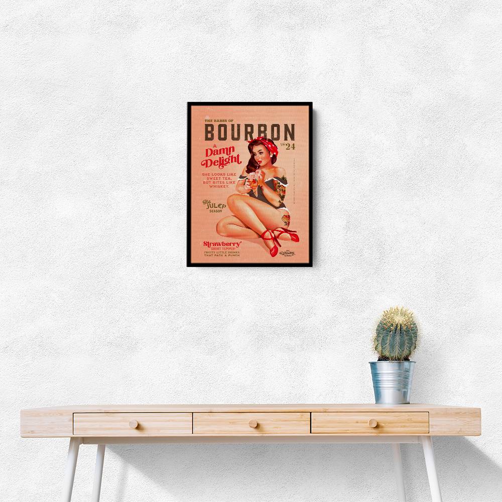 Babes Of Bourbon Vol 22 Vintage Pinup Girl Drinking A Cocktail Wall Art