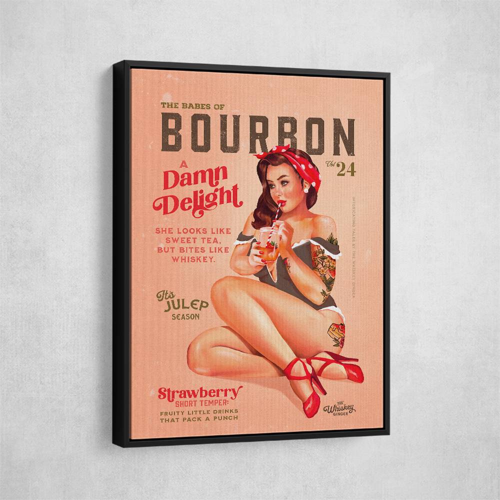 Babes Of Bourbon Vol 22 Vintage Pinup Girl Drinking A Cocktail Wall Art