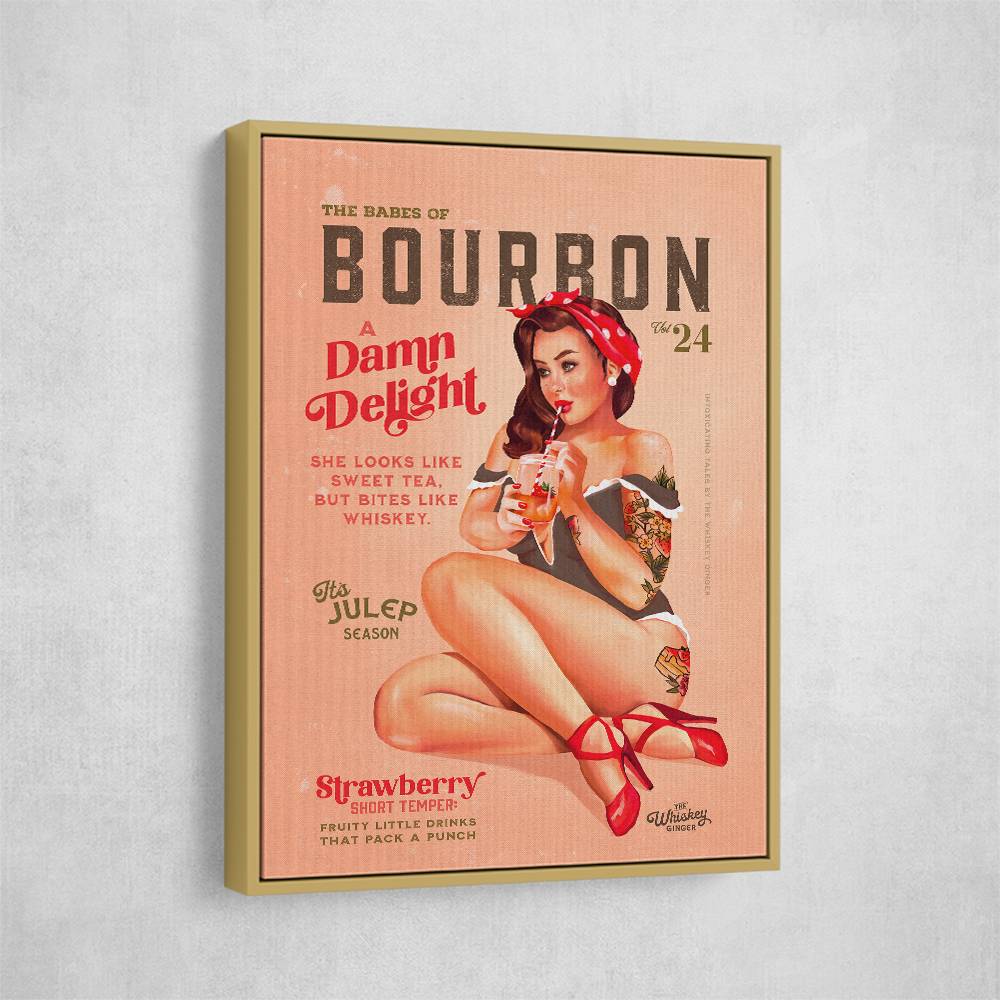 Babes Of Bourbon Vol 22 Vintage Pinup Girl Drinking A Cocktail Wall Art