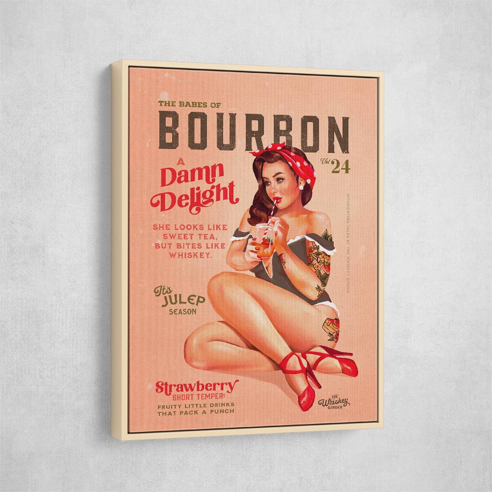 Babes Of Bourbon Vol 22 Vintage Pinup Girl Drinking A Cocktail Wall Art