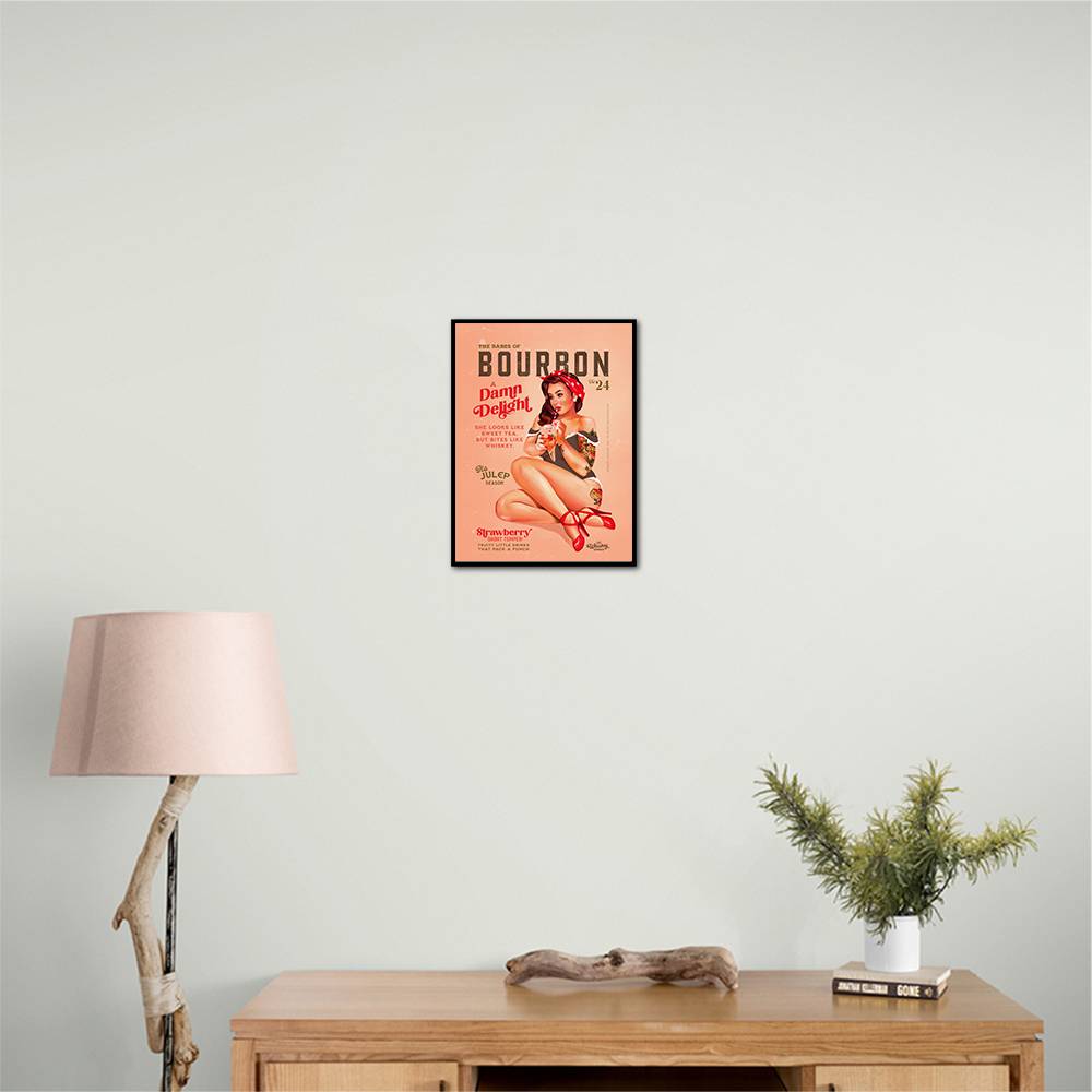 Babes Of Bourbon Vol 22 Vintage Pinup Girl Drinking A Cocktail Wall Art