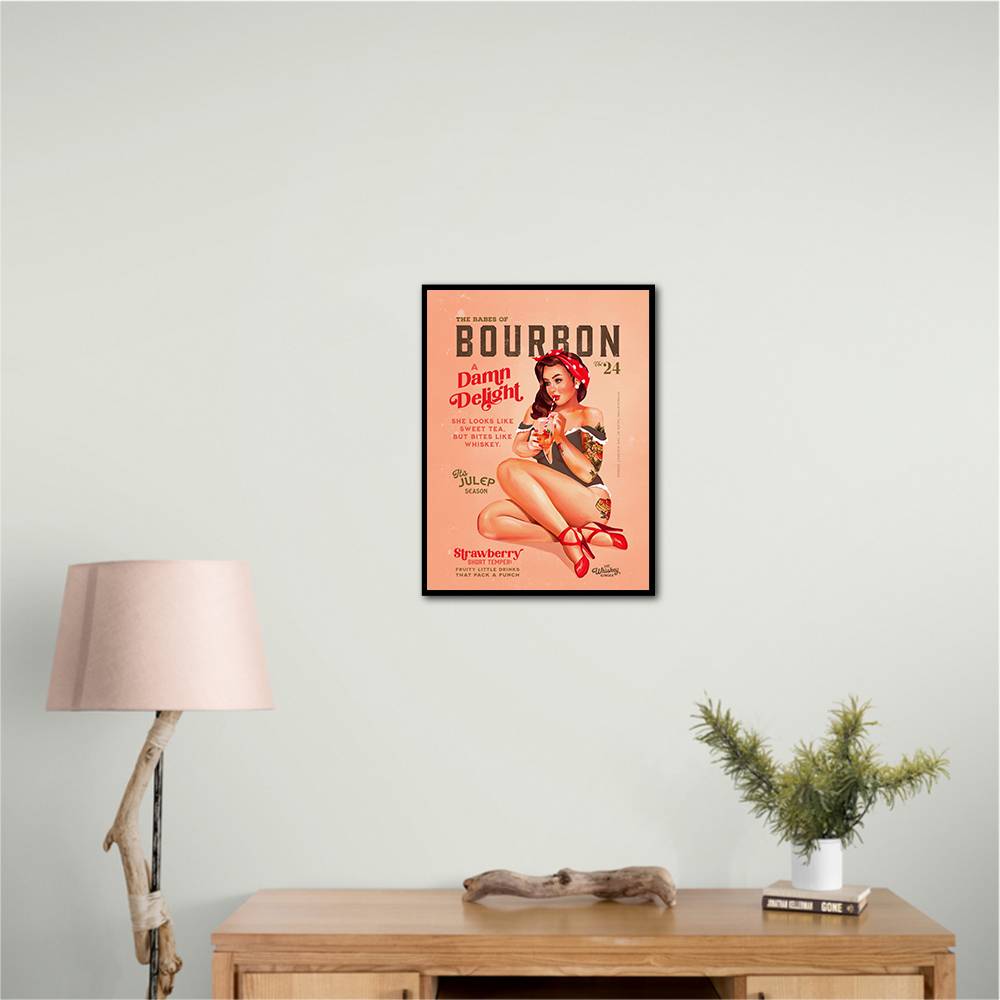 Babes Of Bourbon Vol 22 Vintage Pinup Girl Drinking A Cocktail Wall Art