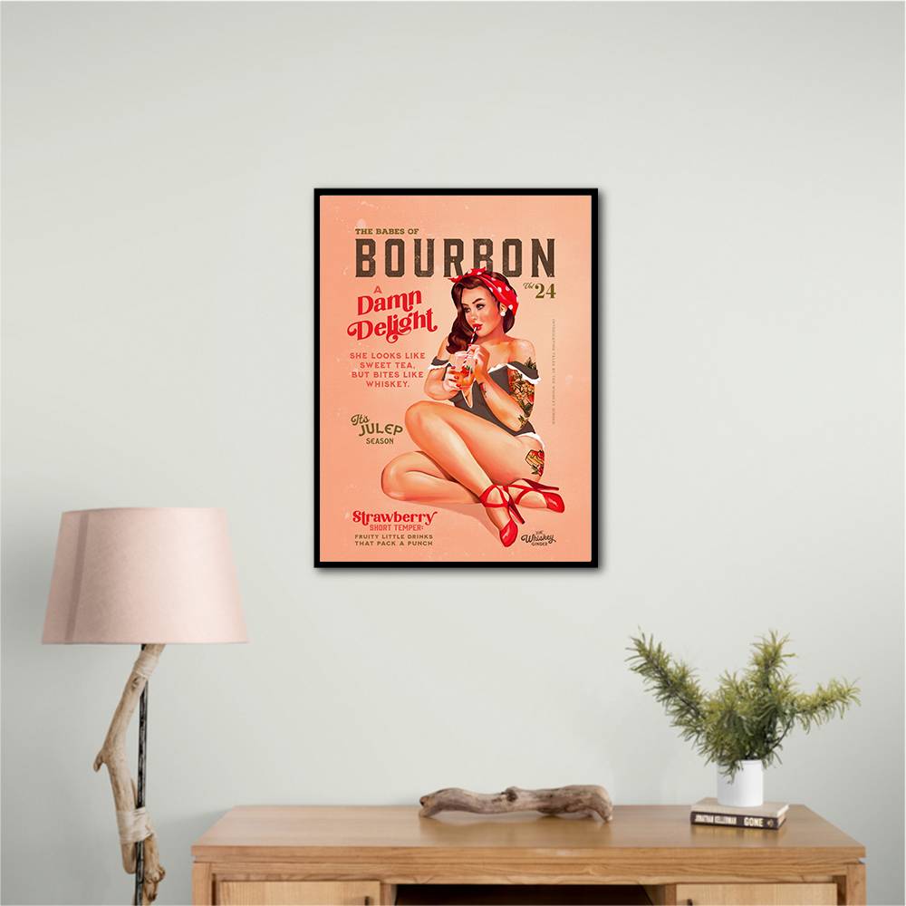 Babes Of Bourbon Vol 22 Vintage Pinup Girl Drinking A Cocktail Wall Art