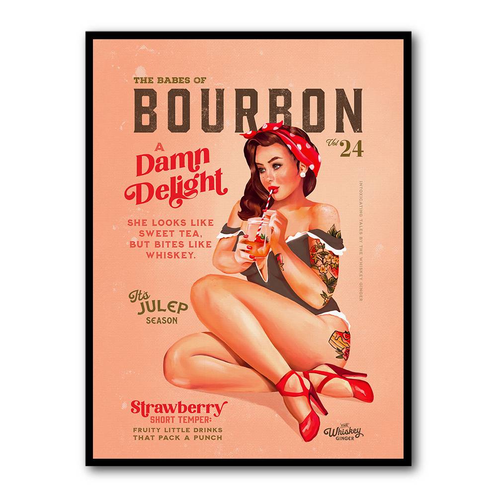 Babes Of Bourbon Vol 22 Vintage Pinup Girl Drinking A Cocktail Wall Art