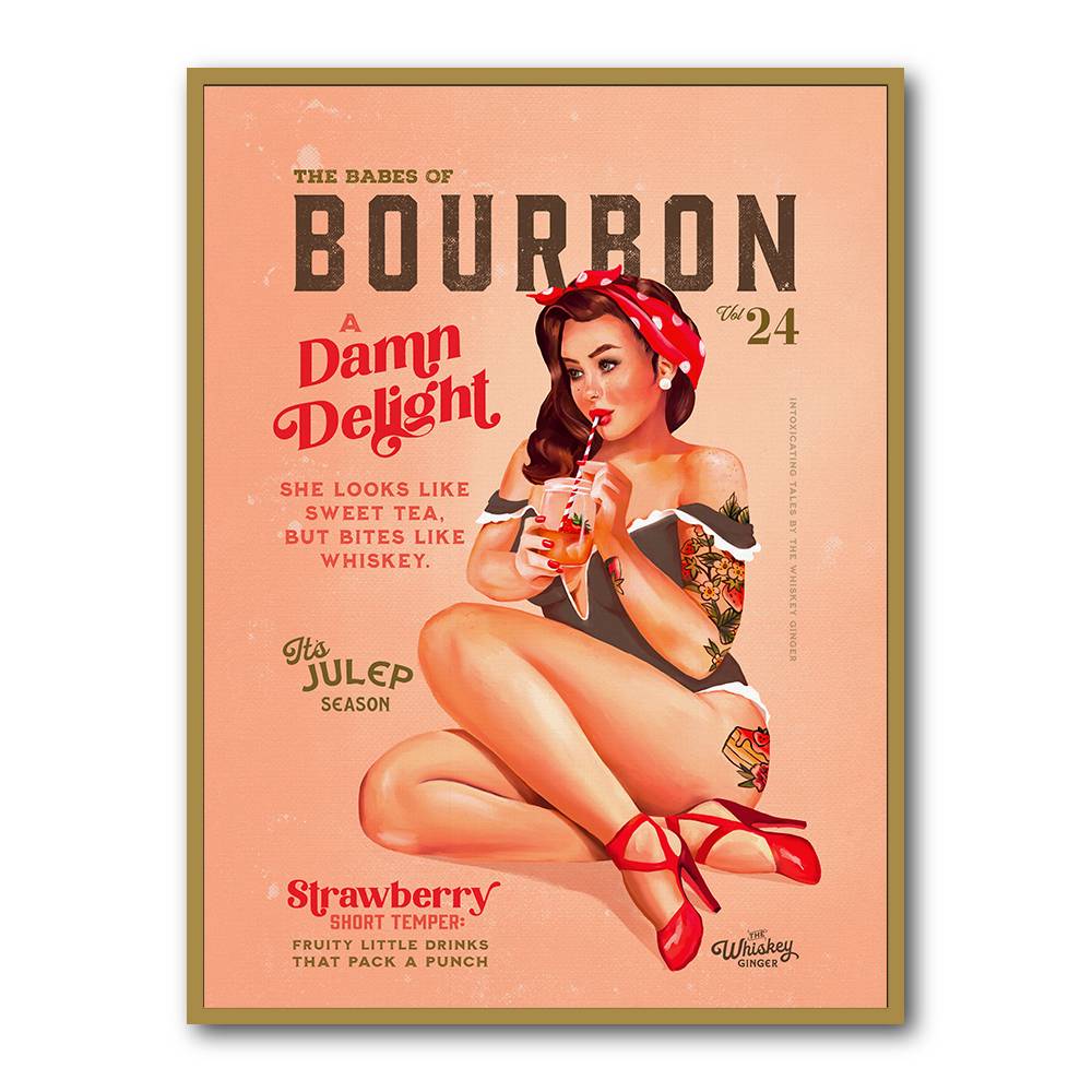 Babes Of Bourbon Vol 22 Vintage Pinup Girl Drinking A Cocktail Wall Art