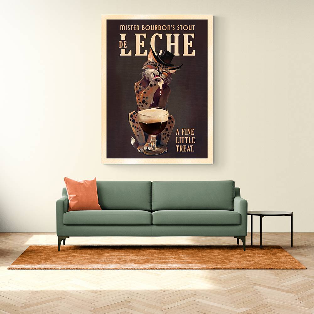 Bourbon De Leche Guinness Style Cat Art Wall Art