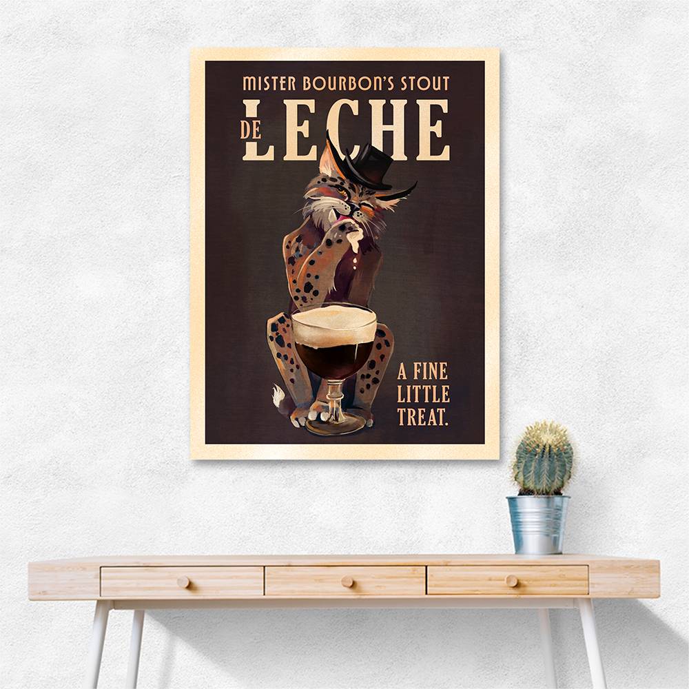 Bourbon De Leche Guinness Style Cat Art Wall Art