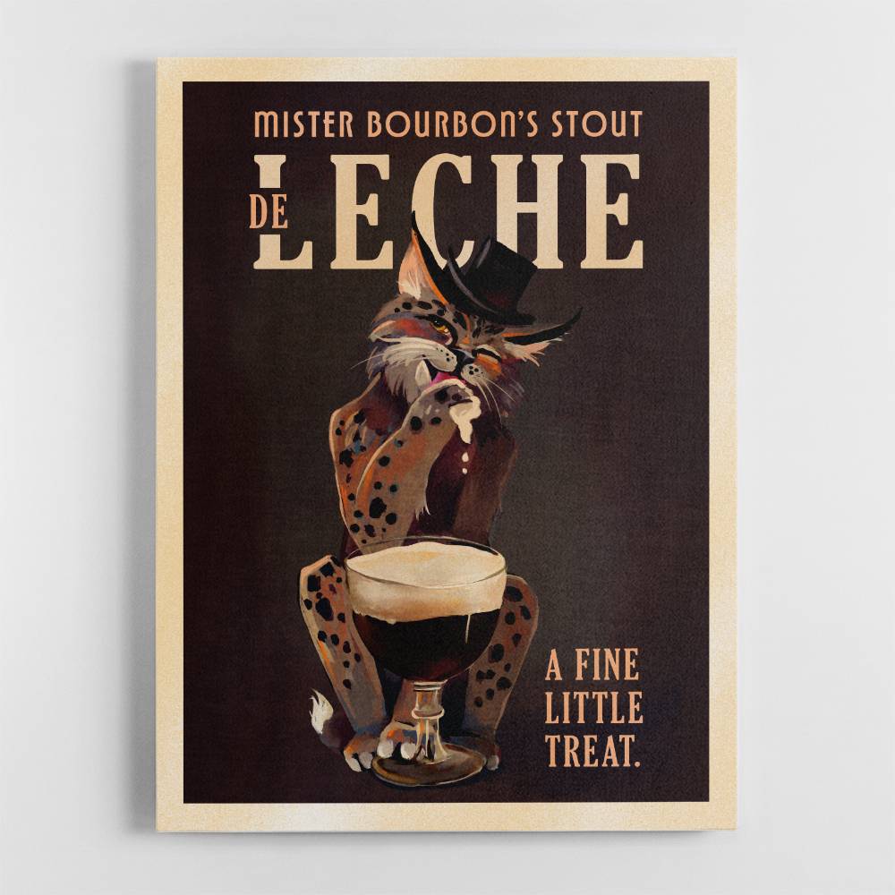 Bourbon De Leche Guinness Style Cat Art Wall Art