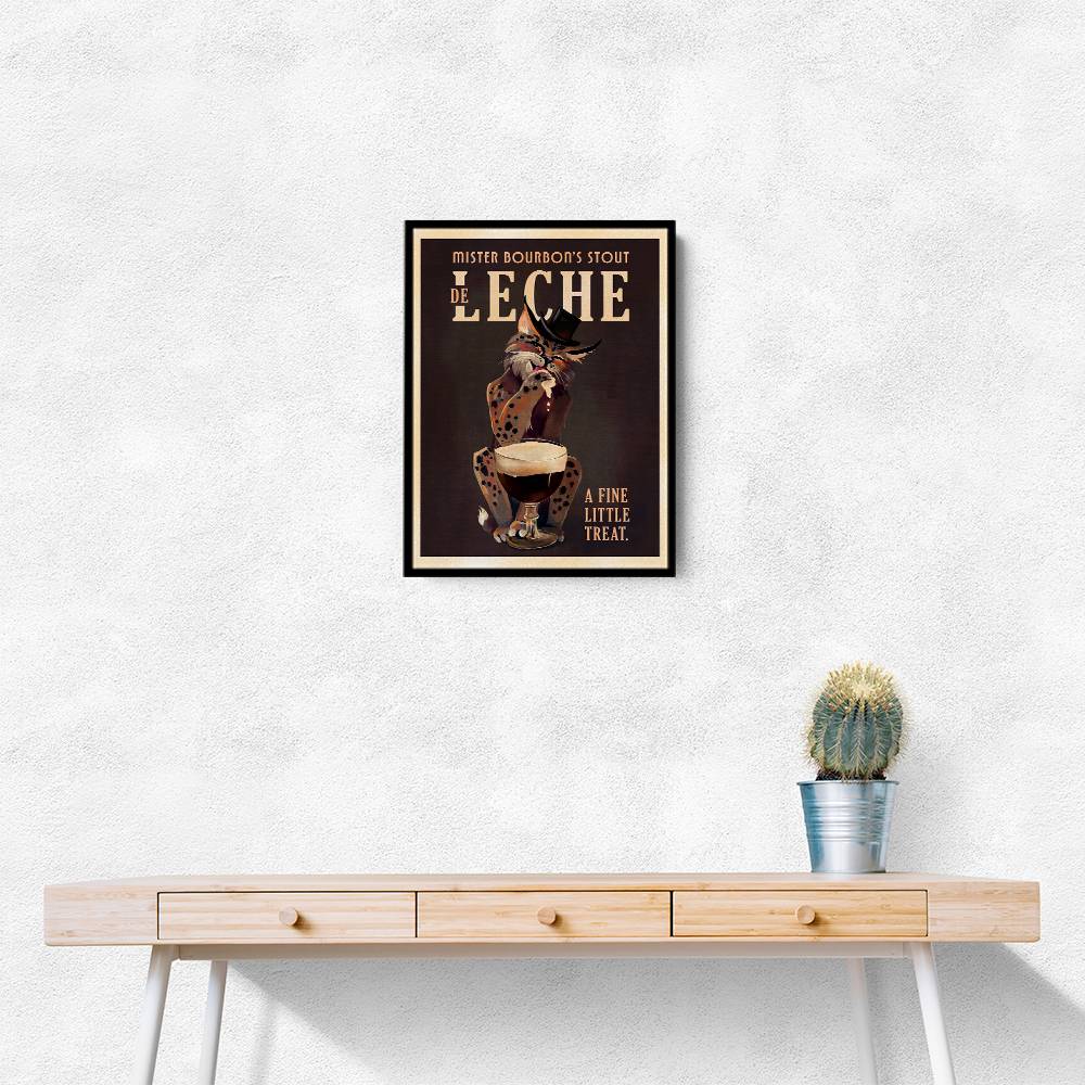 Bourbon De Leche Guinness Style Cat Art Wall Art