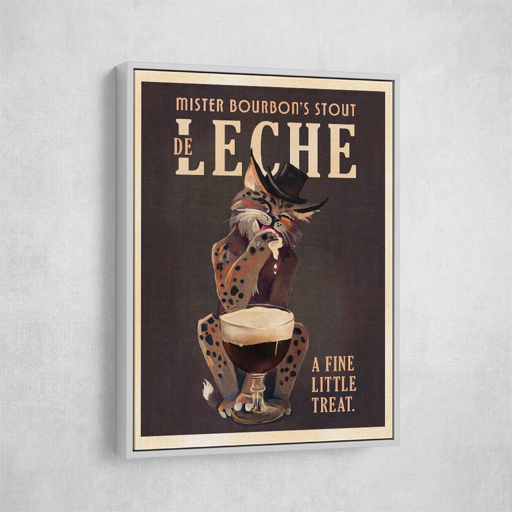 Bourbon De Leche Guinness Style Cat Art Wall Art