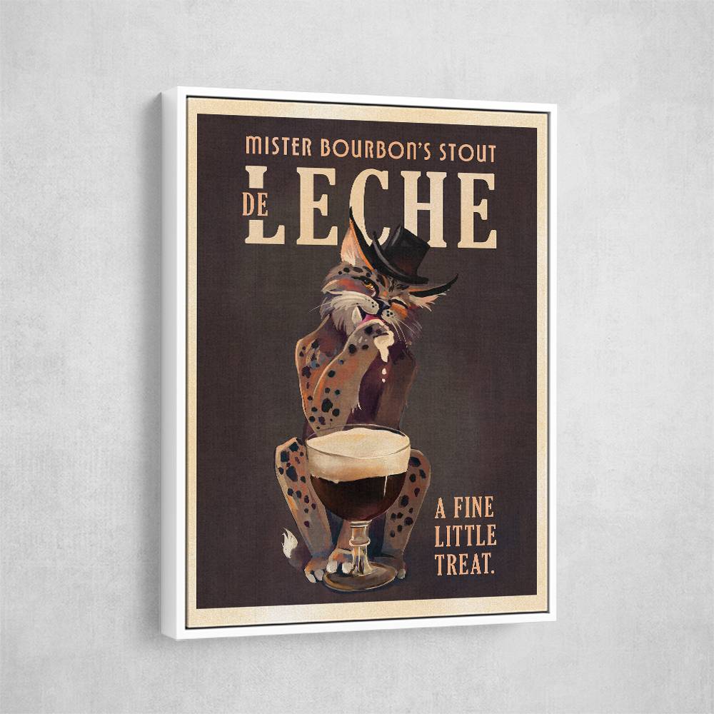 Bourbon De Leche Guinness Style Cat Art Wall Art