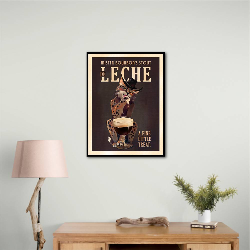 Bourbon De Leche Guinness Style Cat Art Wall Art