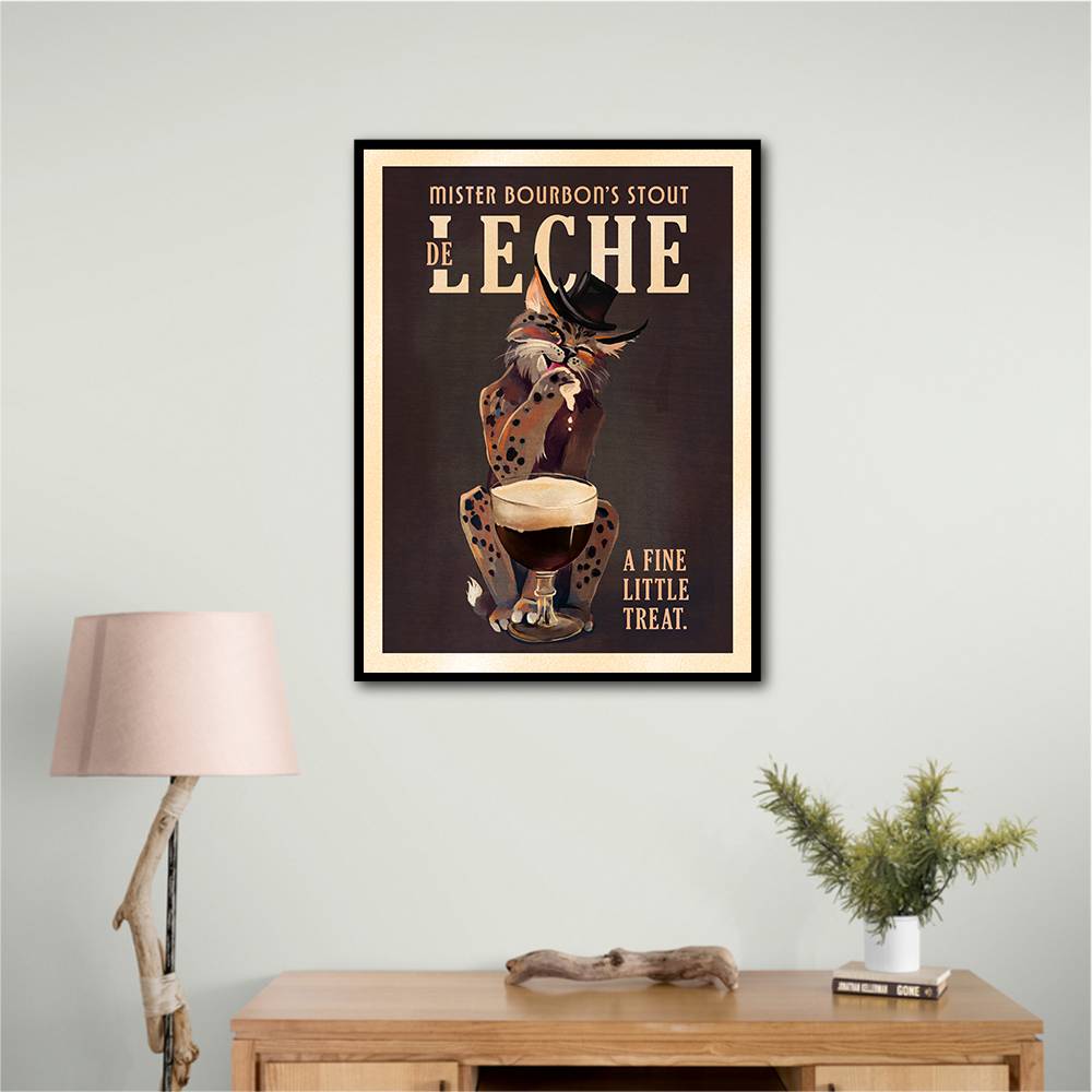 Bourbon De Leche Guinness Style Cat Art Wall Art