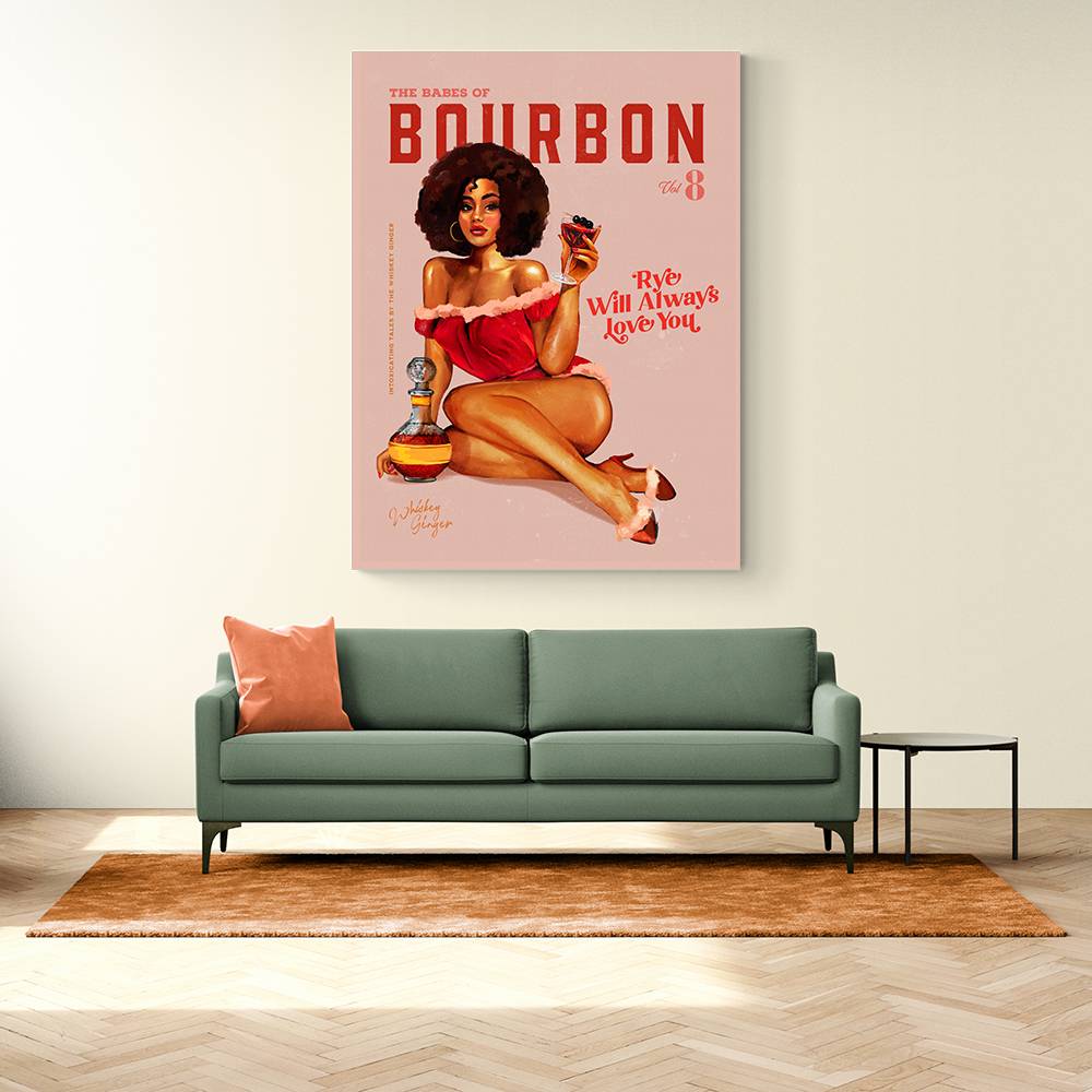 Babes Of Bourbon Vol 8 Vintage Pinup Girl With Afro Wall Art