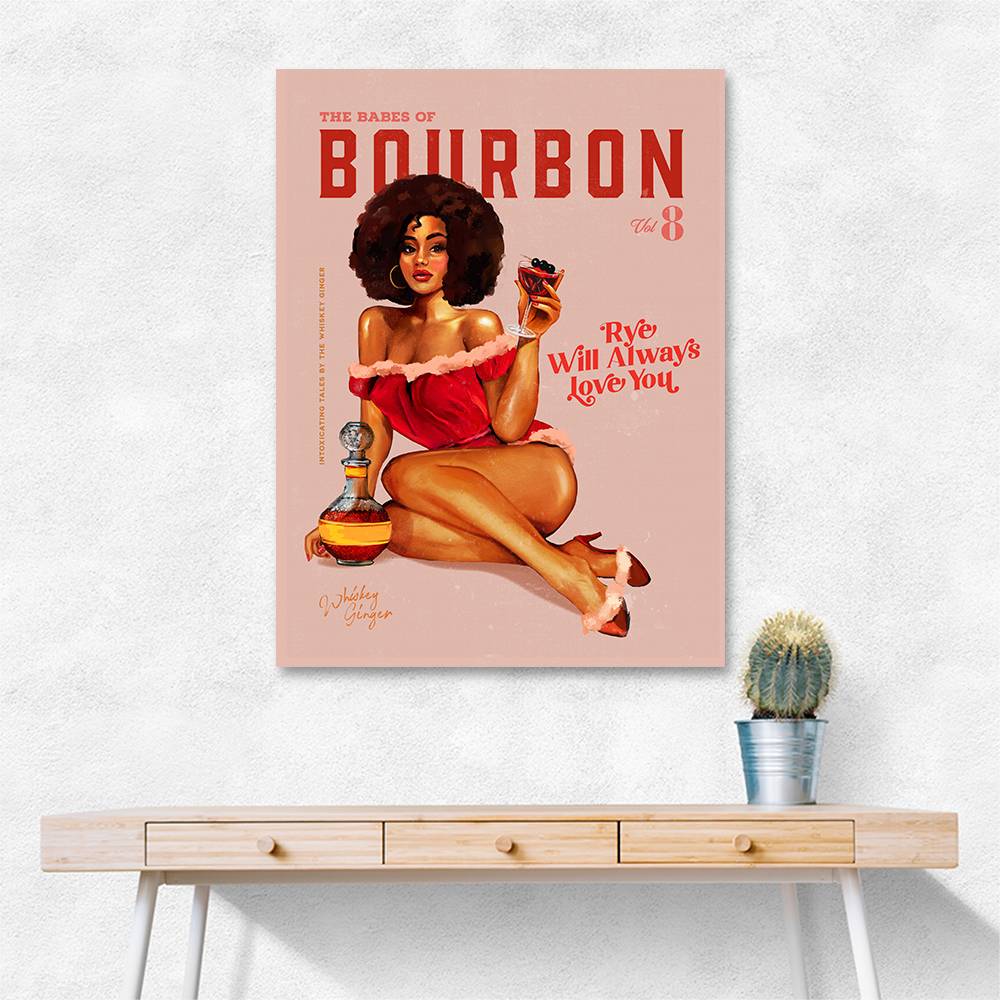 Babes Of Bourbon Vol 8 Vintage Pinup Girl With Afro Wall Art