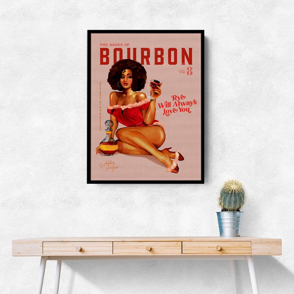 Babes Of Bourbon Vol 8 Vintage Pinup Girl With Afro Wall Art