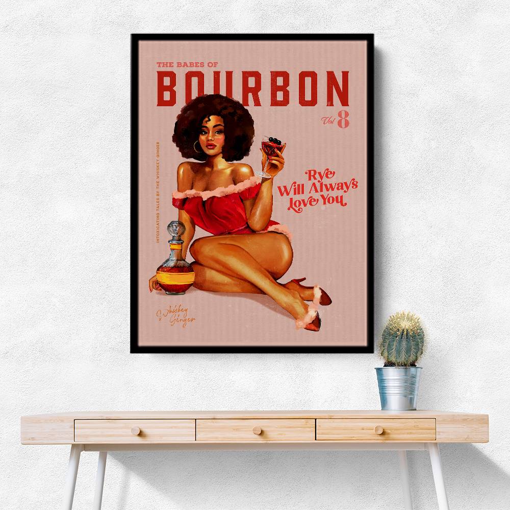 Babes Of Bourbon Vol 8 Vintage Pinup Girl With Afro Wall Art