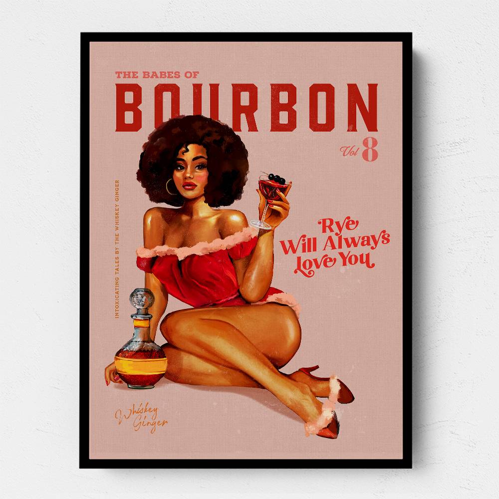 Babes Of Bourbon Vol 8 Vintage Pinup Girl With Afro Wall Art